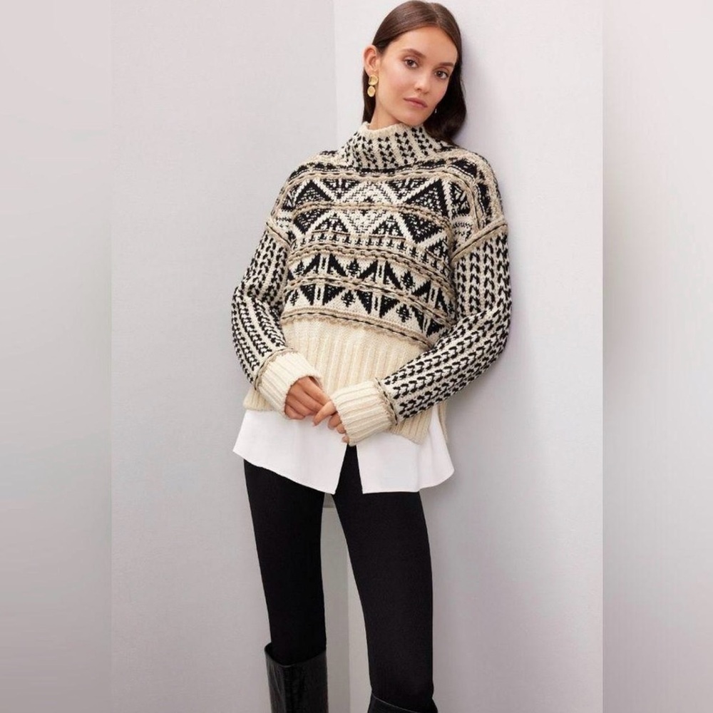 Nwot Splendid Vail Sweater Black/Multi merino wool size S